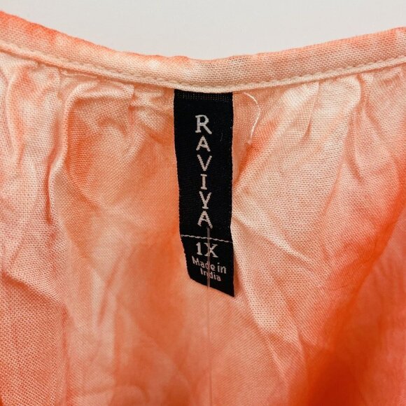 Raviya Womens Plus 1X Pigment-Wash Off-The-Shoulder Swim Cover-Up in Coral $54 - Picture 5 of 7